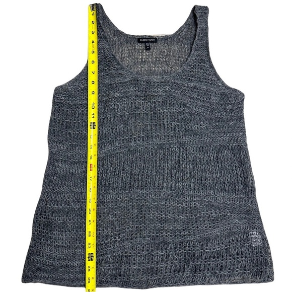 Eileen Fisher Scoopneck Tank Top Gray Open Knit Italian Yarn Medium Luxury EUC - Picture 6 of 7